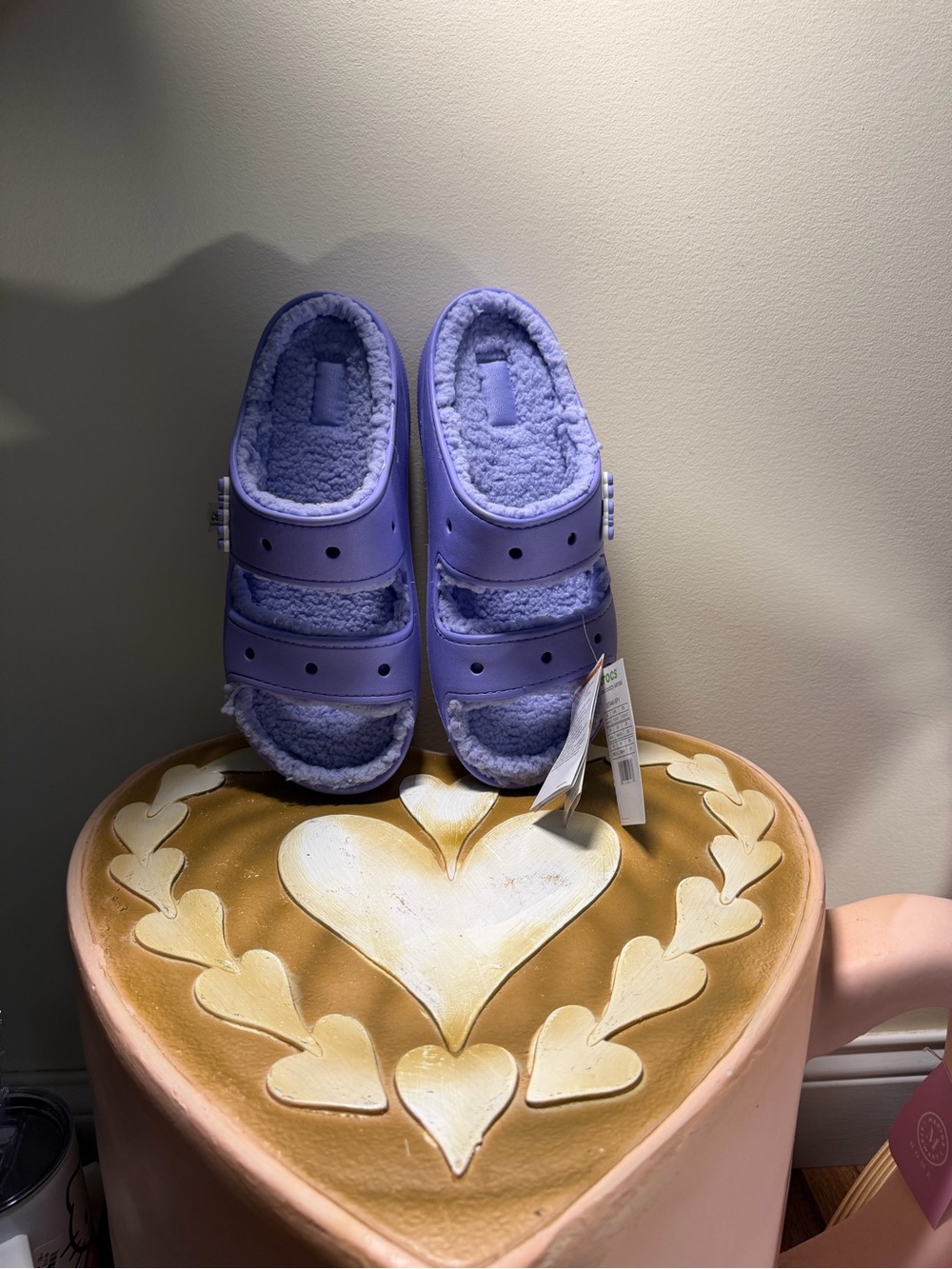 Women’s Purple Sherpa Lined Croc Slide Sandals Size 12